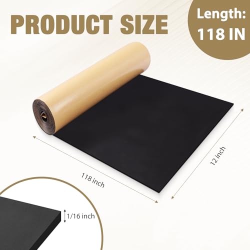 LSGCQ Sponge Neoprene Foam Padding Self Adhesive Foam Sheets, Black | Closed Cell Foam Sheet Neoprene Rubber Pad for DIY Gaskets Shock Pads Liner Crafts, 12" Wide x 1/16" Thick x 118" Long - color: Black, size: 12" Wide x 1/16" Thick x 118" Long