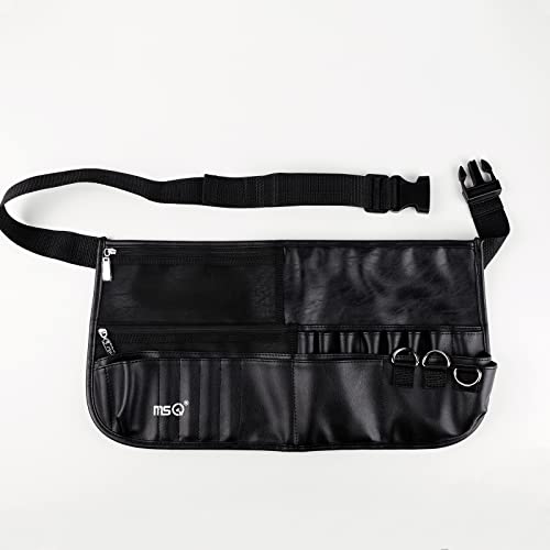 MSQ Makeup Brush Bag with Belt Cosmetic Brush Pouch Holder Organizer Multi Pocket Apron Pack with Adjustable Artist Belt Strap Large Capacity Great for Artist/Fashion Stylist (Brush Not Included)
