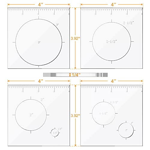 Pack of 4 Circle Inlay Template Set Router Templates for Woodworking,Router Jig Templates Decorative Templates - style: 1/4 Thick Circle