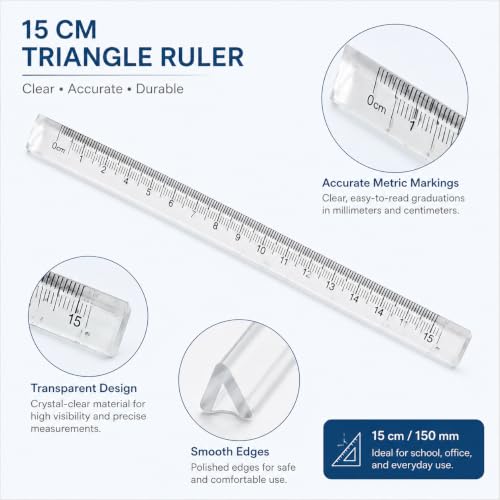Triangle Ruler Set, Small Architectural Scale Ruler Pocket Size Ruler Metric Ruler Plastic Clear Ruler Triangle Ruler Drafting Tools Office, Drafting Tools for Office and School(15CM) 