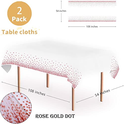 4 Pack Plastic Tablecloth Disposable Rose Gold Tablecloth for Rectangle Tables 54" x 108" Party Decorations Birthday Thanksgiving Christmas Valentines Wedding Outdoor BBQ Picnic (Rose Gold, 4 Pack) - color: Rose Gold, size: 4 Pack
