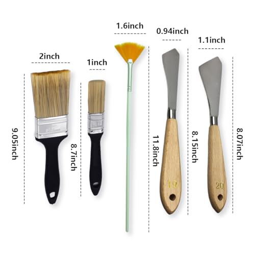 Brushes for Oil Painting Painting Knife Set 5pcs Stainless Steel Palette Knives Background Blender Brush and Fan Blender Artist Brush 2 &1inch Landscape Brushes for Oil Canvas Acrylic Painting