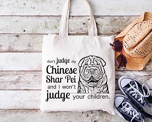 Pet Studio Art Don't Judge My Dog Tote Bag - color: Chinese Shar Pei