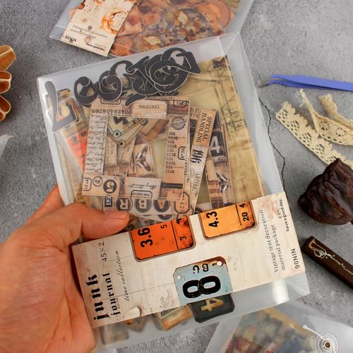 Vintage Scrapbook Kit, 90 Sheets Retro Tag Labels Collection, Scrapbooking Stickers and Decorative Papers Collage Materials, Ephemera for Junk Journal Supplies, Journaling, Crafts Arts, Scrap Booking - color: Tag Diary Collection