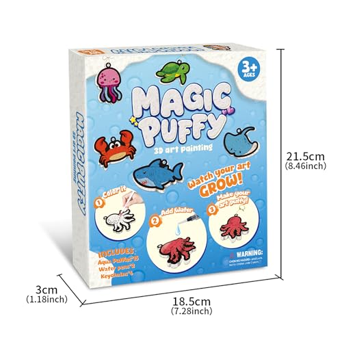 MZYTOZA Magic Foam Texture Painting Kit - 3D Art Craft Aqua Magic Puffs Paint Kit, 15 Mess-Free Paint by Number Craft for Kids(Marine Animals - color: Aqua Magic Puffs - Marine animals