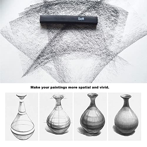 46 PCS Blending Stumps and Tortillions with Charcoal Stick | Sandpaper Pencil Sharpener Pointer, Compressed Charcoal Sticks, For Student Artist Sketch Drawing Shading - size: 46 Pcs Set