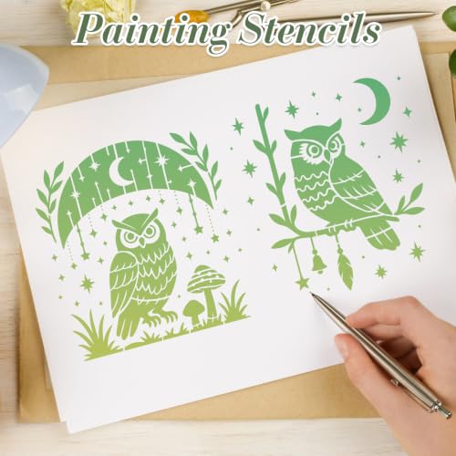 Owl Stencils for Crafts Reusable 24Pcs Stencils(5.9X5.9 inch) - color: Owl 1