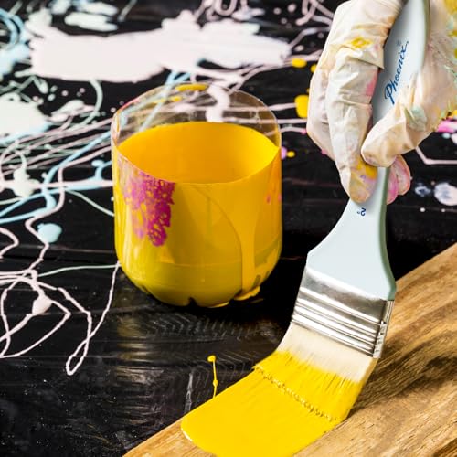 PHOENIX Flat Paint Brush Set - 3 Sizes Nylon Large Paint Brushes for Acrylic Painting, Gouache, Wood Furniture, Gesso, Varnishes & Wall
