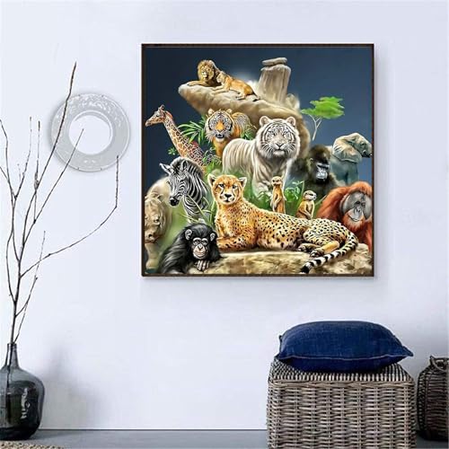 CXYQLC DIY 5D Diamond Painting Kits for Adults, Diamond Art Lions,Tigher&Animals Diamond Painting Full Drill Crystal Rhinestone Embroidery Craft Kits for Home Wall Decor Gifts 13.7x13.7inch