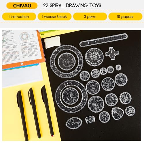 Chivao Spiral Art Kit Circle Stencils Drawing Tool Geometric Ruler,Classic - style: Classic