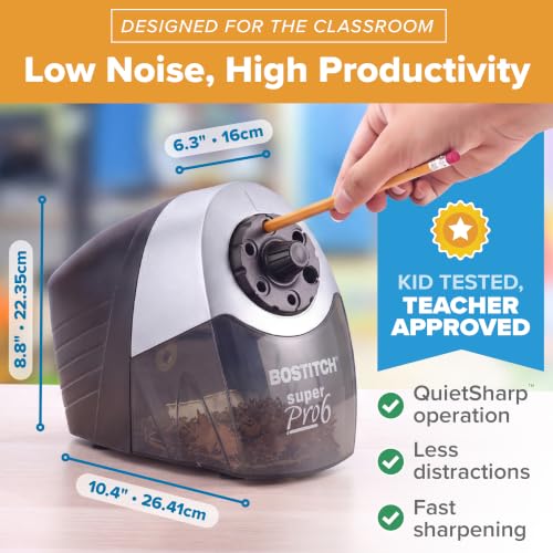 Bostitch Office Heavy Duty Electric Pencil Sharpener, Classroom, Silver - color: Grey