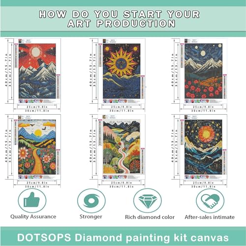 DOTSOPS 6 Pack Landscape Abstract Diamond Painting Kits Art Adults | Painting Kit,Crafts DIY 5D Diamond Art Packs Kits.Full for Adults Beginner,Home Wall Decoration Gift 11.8 x 15.7 Inches - color: Landscape Abstracts