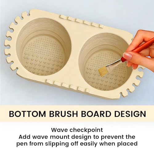 Beige Dual Compartment Paint Brush Cleaning Cup,Collapsible Paint Water Cup & Brush Cleaner with Brush Holder, Squeegee Lips & Drip Tray for Acrylic, Watercolor & Art Supplies