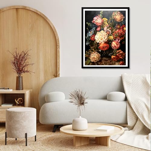 Paint by Numbers Kit for Adults, Paint by Numbers Kit for Adults 16x20 Inch - color: Retro Flower