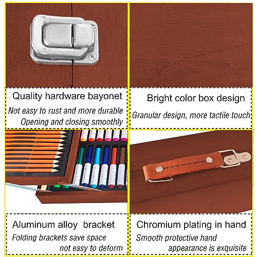 KINSPORY Art Sets, 139 Pack Painting Drawing Art Supplies Kit with 2 Sketch Pads, Deluxe Double Layers Crafts, Colored Pencils, Oil Pastels, Watercolor Paints, Gift for Artists Kids (Brown) - color: Brown