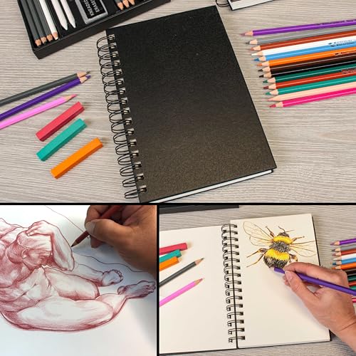 U.S. Art Supply 5.5" x 8.5" Premium Hardbound Sketch Book, 2 Pack, 80 Sheets Each, 70 lb (110gsm) - Hardcover Spiral Bound Artist Field, Small Sketch Pad, Acid-Free Drawing Pad - Adults, Students - size: 5.5-x-8.5-inch