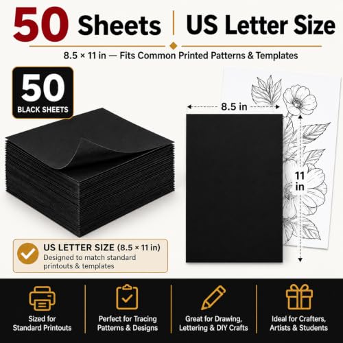 SuFly Carbon Paper for Tracing, Black Graphite Paper for Drawing, 50 Sheets - color: Graphite Black, size: 8.5-x-11-inch:1 Pack
