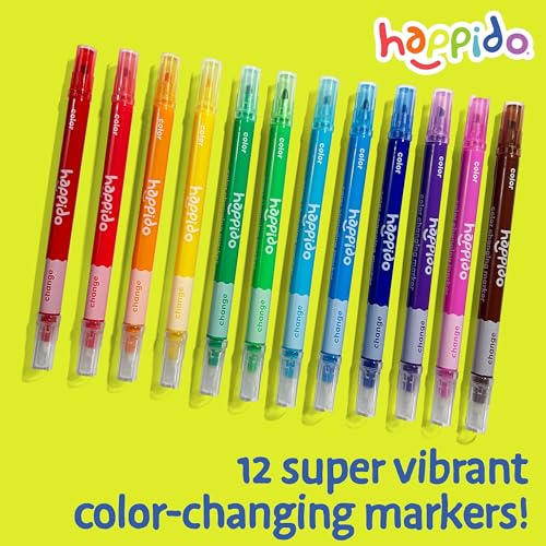 Happido Double-Sided Color Changing Markers for Kids, Set of 12 - style: 12 Count - Color Changing Double Ended