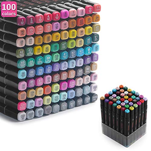 belleza suprema 101 Colors Alcohol Markers Dual Tips Permanent Art Marker Pen for Adult, Alcohol-Based Highlighter Pens Sketch arts set for Coloring,Painting, Sketching and Drawing with Carrying Case - color: black