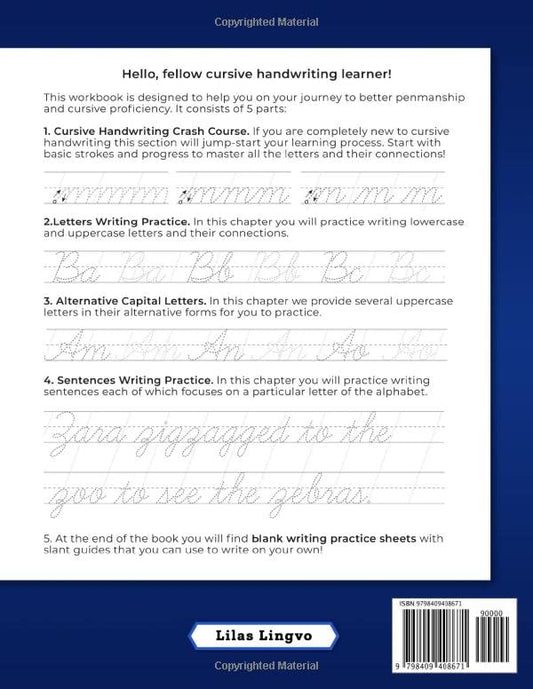 Cursive Handwriting Workbook for Adults: A Step-by-step Guide to Cursive Mastery and Better Penmanship