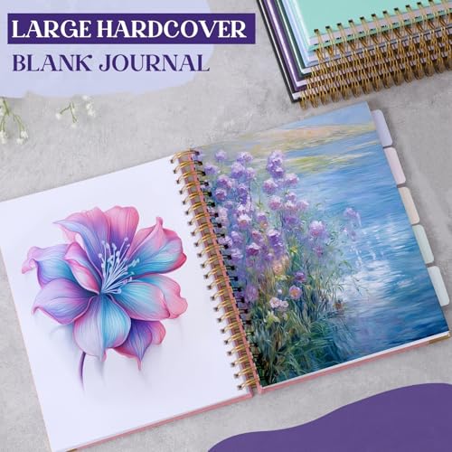 Blank Notebook 8.5" x 11", Hardcover Leather Art Sketchbook, No Bleed Paper - color: Pink, size: 8.5” x 11”
