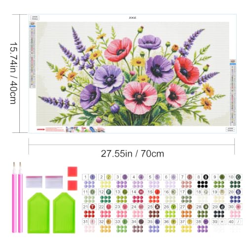 JOOZ Large Diamond Art Kits for Adults - 5D Flowers Diamond Painting | Round Drill| Premium Canvas| Clear Symbols| Bright Colors| Fun and De-Stress| Gem Art| Home Wall Decor| Gift| 27.5x15.7 Inch - color: Flowers 060