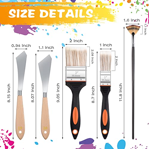 CHENGU 5 Piece Paint Knives Palette Knife Set with Fan Brush for Oil Canvas