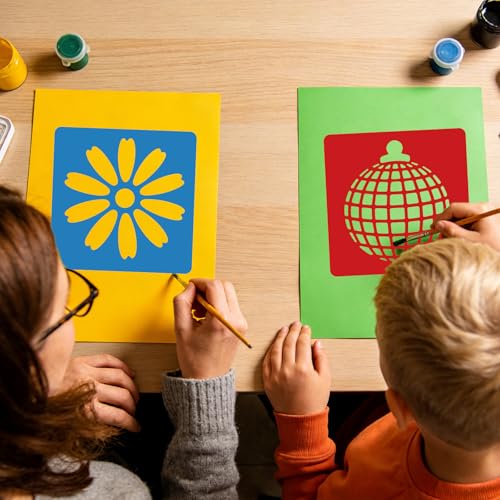 CUTHOLLOW Animals Fruit Plant Stencils, 24PCS 8-Inch Reusable Plastic | 24PCS 8-Inch Animals, Fruit & Plant Shapes, Reusable Washable Plastic, Painting, Crafts, Wall Art & Sidewalk Chalk - style: 25pcs-Vintage Peace Patterns