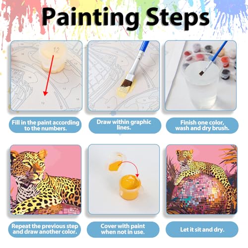 Animal Paint by Numbers Kit for Adults, Adult Paint by Number Kits 16x20 in - color: Leopard