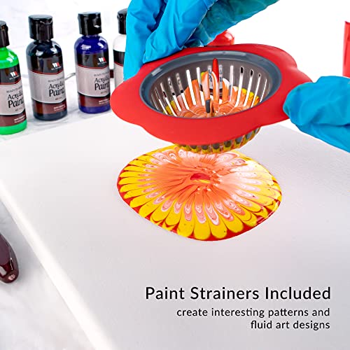 WA Portman Artist Acrylic Painting Kit 38pc Complete Fluid Art Painting Kit | 38pc Acrylic Pouring Paint Set, 6 Bottles of Ready Pour Pre-mixed Paint Kit for Adult & Kids Paint Pouring Kits, Artist Set