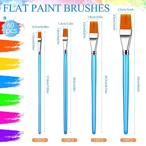 Crtiin Multiple Sizes 60 Pcs Flat Paint Brushes for Acrylic Painting (Blue) - color: Blue, size: Multiple Sizes