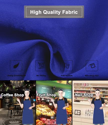 Kitchen Bib Apron with Pockets, Women Men Adjustable Neck Strap Water Resistant Apron for Chef Artist Waiter - color: Blue