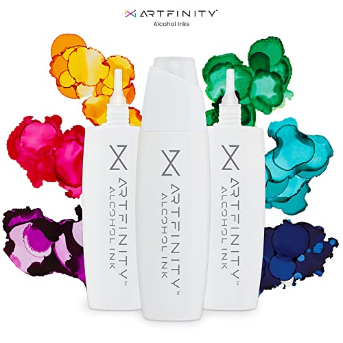 Artfinity Alcohol Ink Sweet Tooth Set of 10 Colors (25 ml) with Free Acrylic Stand - for Painting or Alcohol Marker Refill Ink, Acid-Free, Fast-Drying, Permanent, Transparent, Swatch Template - color: Sweet Tooth