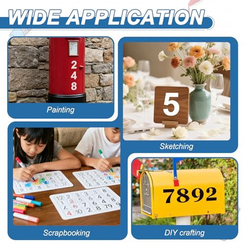 PATIKIL 2" Letter Number Stencils, 42Pcs Square Reusable Letter and Number Stencil Templates for Painting on Wall Wood Fabric Signage, Uppercase Letter Style - size: 2 Inch