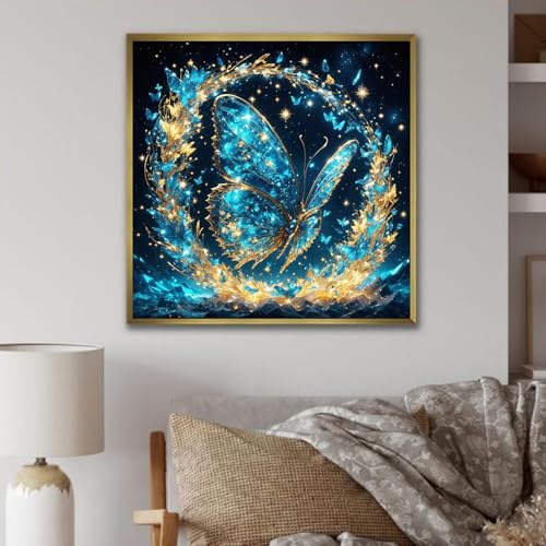 KINPLUB Glitter Butterfly Diamond Art Kits for Adults Beginners, 5D Diamond Painting Kits for Adults, DIY Full Drill Round Diamond Dots, Home Wall Decor 12x12 Inch - color: Glitter Butterfly