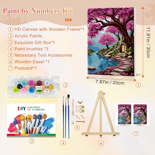 JOOZ Landscape Paint by Numbers Kit for Adults with Frame, 8x12 Inch - color: Landscape 080