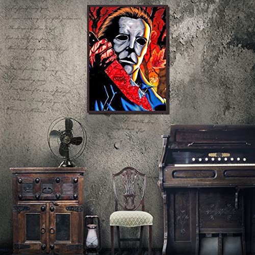Bysincy Halloween Diamond Painting Kits for Adults12x16 Inch, Horror Movie Diamond Art Crafts Cross Stitch Embroidery for Home Wall Decor - color: Myers