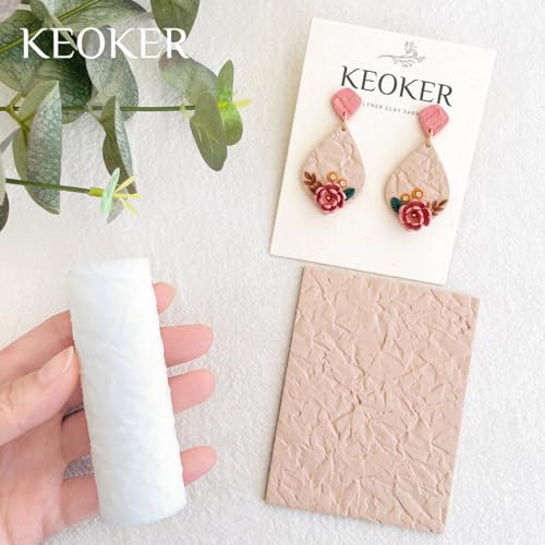 KEOKER Crinkled Paper Texture Rollers for Polymer Clay, Polymer Clay Roller Texture, Texture Roller for Clay, Like Polymer Clay Texture Sheets, Great Work with Polymer Clay Cutters - color: Crinkled Paper Color