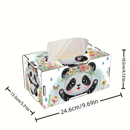 LSQFS DIY Diamond Art Tissue Box Kit,Home Office Decor, Ideal Handmade Gift - color: Panda 1