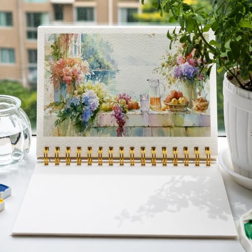 Threvortax 5.5 x 8.5 in Watercolor Sketchbook 3 Pack (90 Sheets) 140lb/300gsm Cold Press Spiral Bound Watercolor Paper Pad