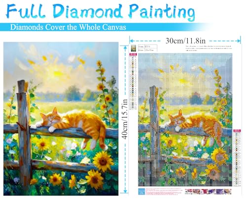 MRMIOOM 5D Orange Cat Diamond Art Kits for Adults Beginners, DIY Sunflower Diamond Painting for Home Wall Decor, Full Round Diamond Dots Ideal Gift-12x16in - color: D018-US