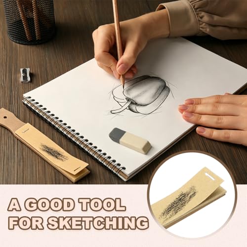 PATIKIL 12 Pcs Sandpaper Pencil Sharpener, Pencil Pointer Sharpening Sketch Small-Pointed Art Drawing Tool for Artists, Art Supplies, Pastel Sticks, Drawing Crayons, Charcoal Pencil, Brown