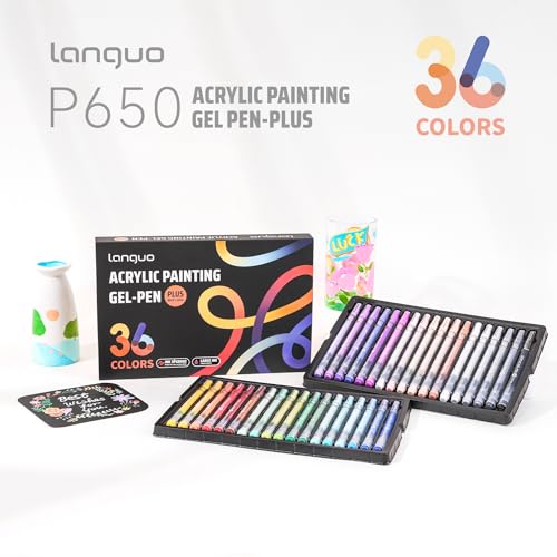 languo Acrylic Gel Pens for Coloring, 36 Colors, 1.0mm Bullet Tip | High Opacity Acrylic Paint Pens, Smooth Ink Flow, Great for Black Paper, Coloring, Drawing, Journaling and DIY Crafts - color: 36 Colors