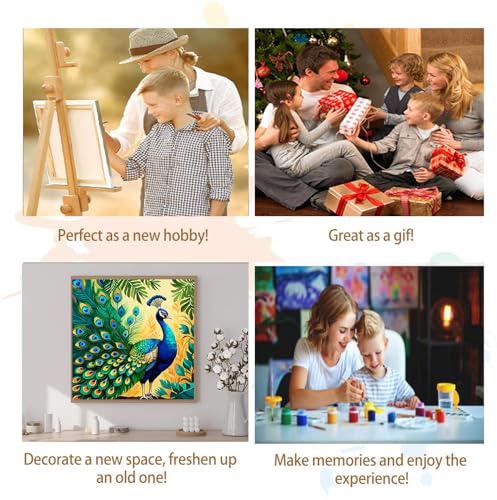 Artunion Framed Paint by Numbers Kit for Adults Beginners & Kids Ages 8-12,Colorful Peacock Paint by Number with Frame,Bird Animals Paint by Numbers Kit on Canvas 10 * 10 Inch Without Easel - color: ZXT-323-F