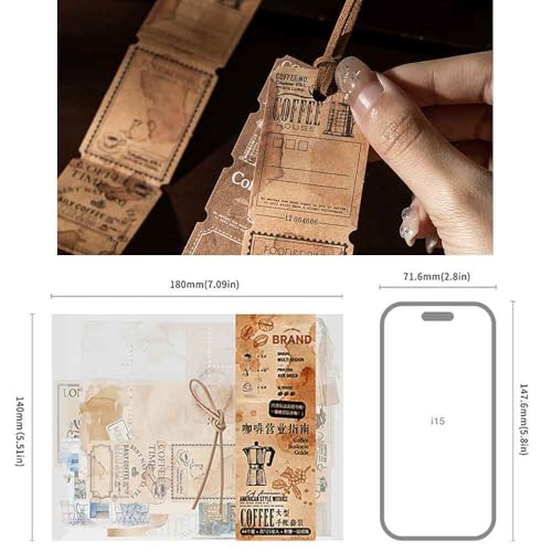 CraftBloom 125Pcs Coffee Vintage Scrapbook Paper and Stamp Stickers for Journaling Supplies, Antique Strip Labels & People Sticker for Scrapbooking, Bullet Journal, Collage, Planner, DIY Craft Kit
