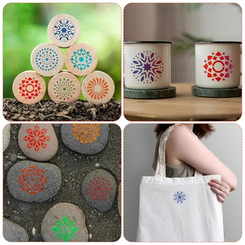 BOXOB 60pcs Mandala Stencils, 2x2 Inch Reusable Mandala Stencils | for Painting, Drawing, Crafts, Art Projects - style: A