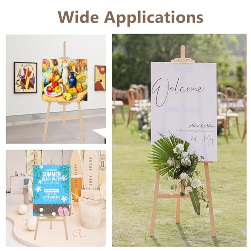 Adjustable Wooden Easel Stand for Painting&Display, Natural | Folding Art Easel for Display, Drawing, Wedding Sign and Poster, Suitable for Kids and Adults, Holds Up to 42" - style: Natural -1 Pack