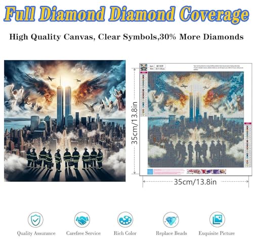 Dugsmgd Firefighter Diamond Art Kits for Adults, Diamond Painting 14X14 in - color: Firefighter