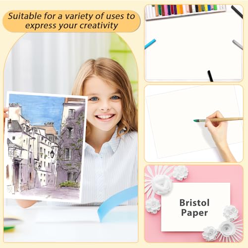 gisgfim 50 Sheets Bristol Paper Smooth 11x17 inches 100lb/270g Artist Paper for Adults and Students Markers Pen and Ink - size: 11x17