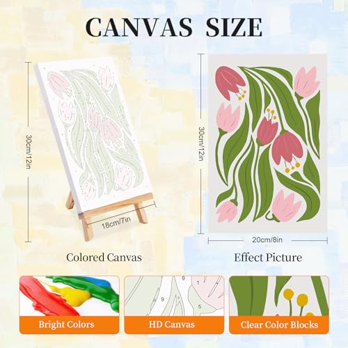 Okarina 4 Pack Paint by Numbers Kit for Adults with Frame, Easy Flower | DIY Acrylic Painting Kit with Wooden Easel, Framed Paint by Number for Beginners, Home Wall Decor & Gift, 8 x 12 Inch - color: OP4FUS2506-03